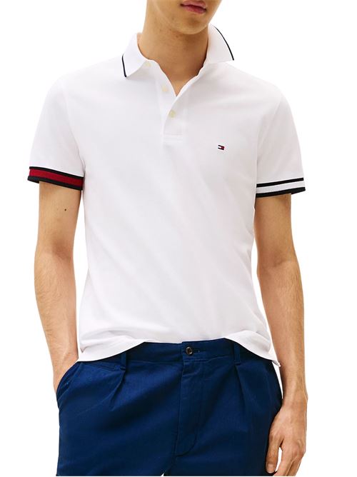 Polo uomo bianca in cotone Tommy Hilfiger | MW0MW38458YBR